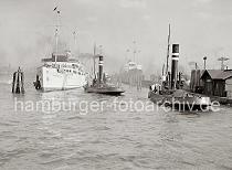 746_400 Das Motorschiff KNIGIN LUISE hat an ihrem Liegplatz an den Dalben bei den Vorsetzen festgemacht. Das Fahrgastschiff hat eine Lnge von 86m und eine Breite von 13m - ca. 2000 Personen knnen auf der Seebder-Route Hamburg-Cuxhaven-Helgoland-Sylt an Bord genommen werden.